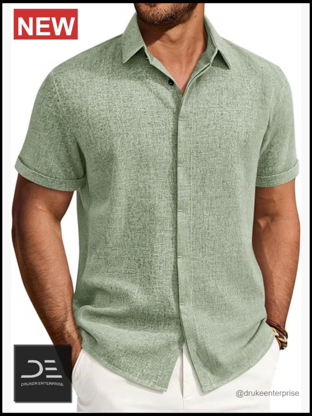 Mens Linen Shirt Short Sleeve Button Down Casual Summer Beach Wedding